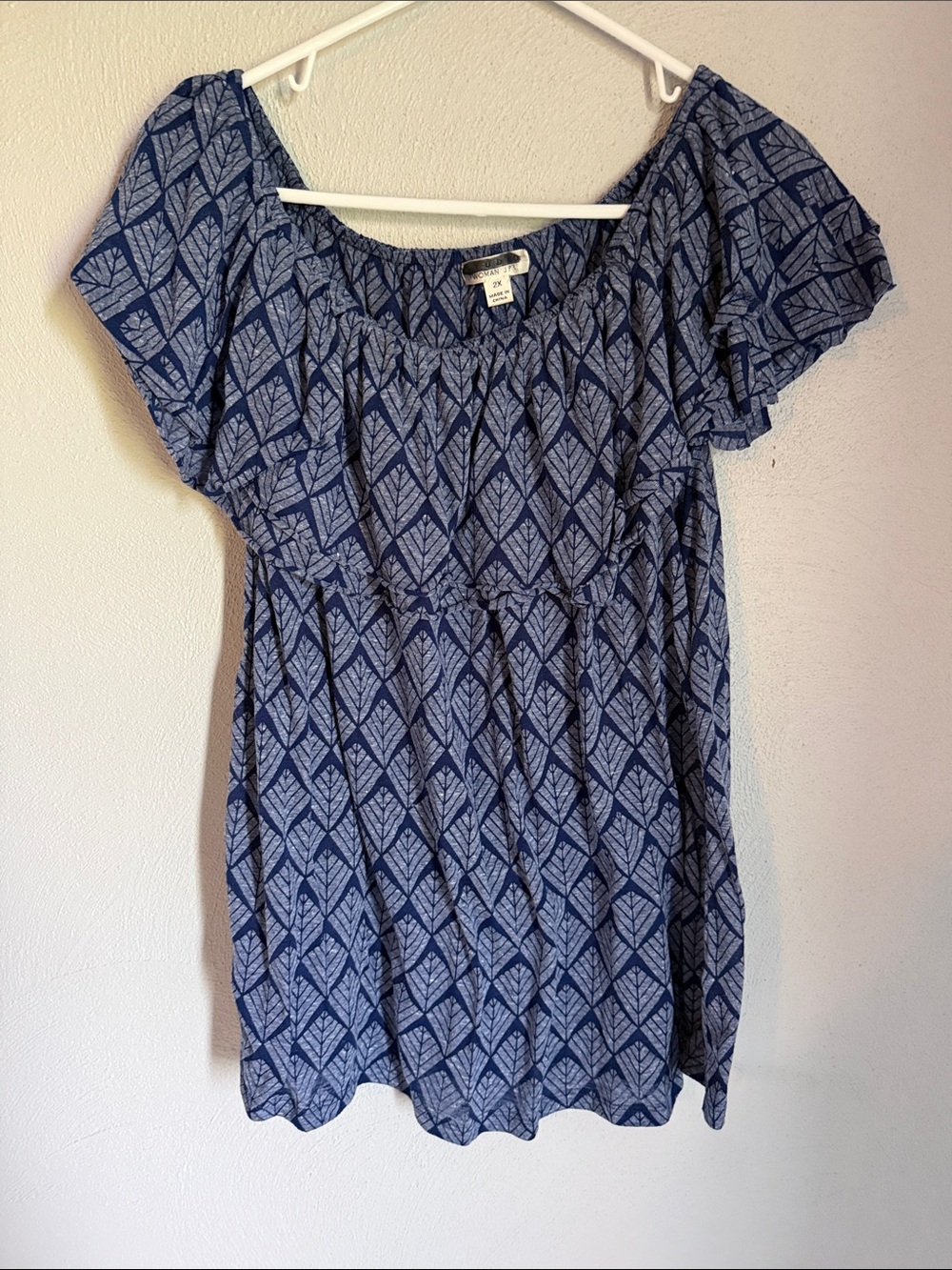 Blue Printed Short Sleeve Women’s Tee